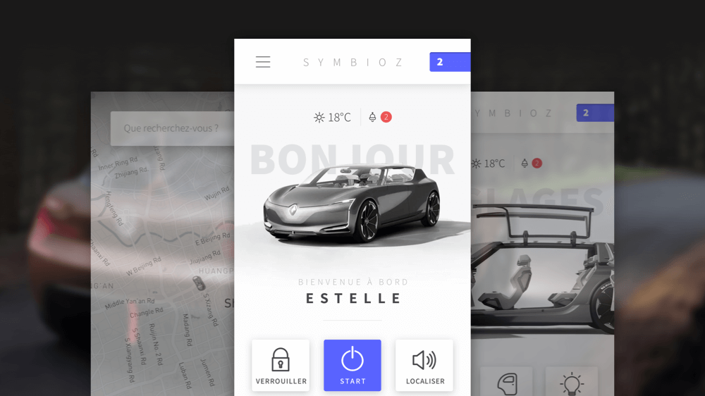 Maquette de l&amp;amp;amp;#039;application mobile Renault Symbioz